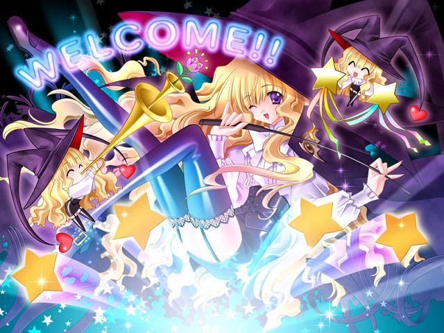 Fantasy anime witch stars welcome free wallpaper for desktop - medium preview image
