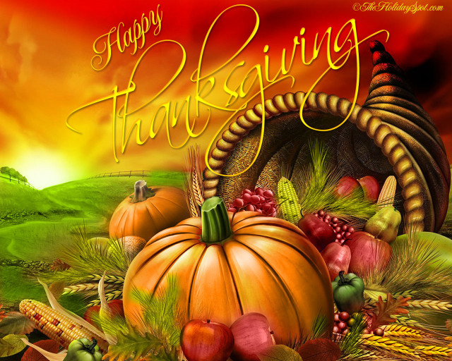 Thanksgiving turkey cornucopia red sky free wallpaper for desktop - medium preview image