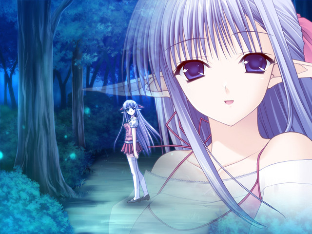 Long haired girls forest blue free wallpaper for desktop - medium preview image