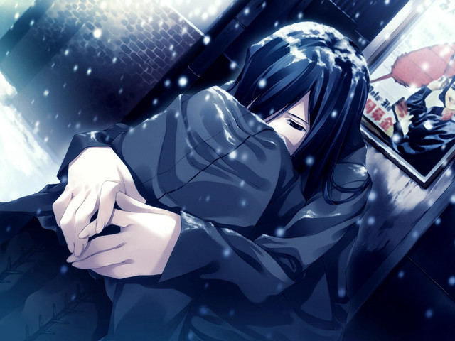 Snowy gothic manga anime hoodie free wallpaper for desktop - medium preview image