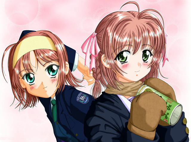 Anime girls green eyes twins free wallpaper for desktop - medium preview image