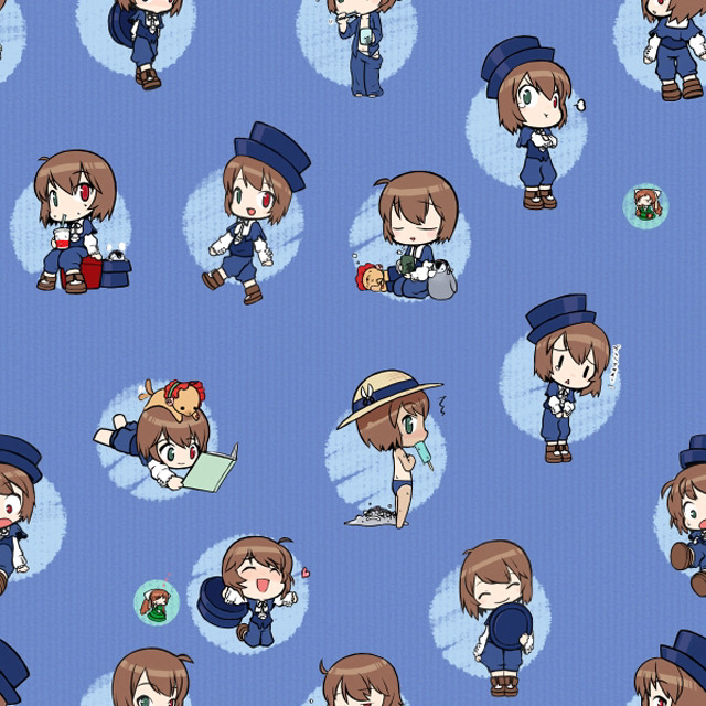 Anime characters blue background hats free wallpaper for tablet - medium preview image