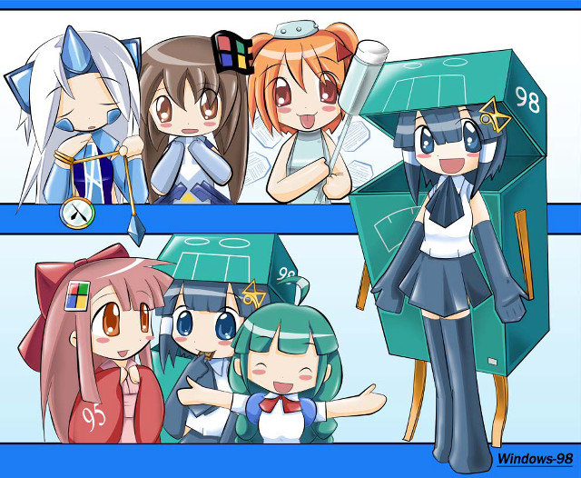 Anime girls blue box clock free wallpaper for desktop - medium preview image