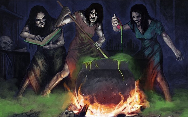 Group firepit demons gathering night free wallpaper for desktop - medium preview image