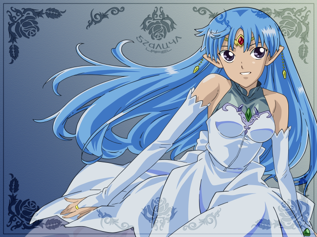 Blue haired elf wedding dress free wallpaper for desktop - medium preview image