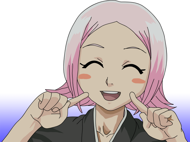 Pink haired woman pointing smiling free wallpaper for desktop - medium preview image