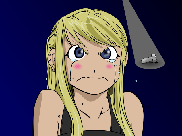 Blonde woman knife tear anime free wallpaper for desktop - medium preview image