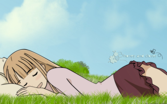 Girl lying grass blue sky free wallpaper for desktop - medium preview image