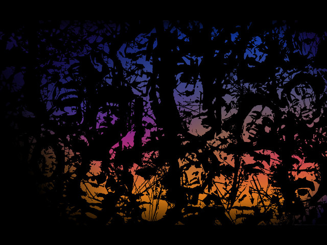 Silhouetted group colorful background trees free wallpaper for desktop - medium preview image