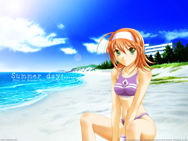 Girl bikini beach sky building free wallpaper for desktop - medium preview image
