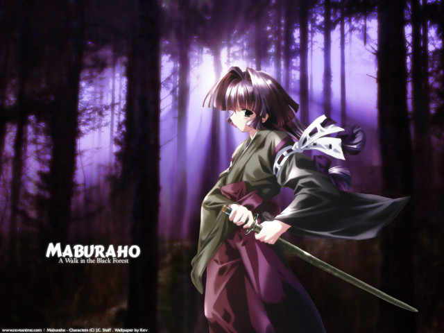 Purple dress woman sword forest free wallpaper for desktop - medium preview image