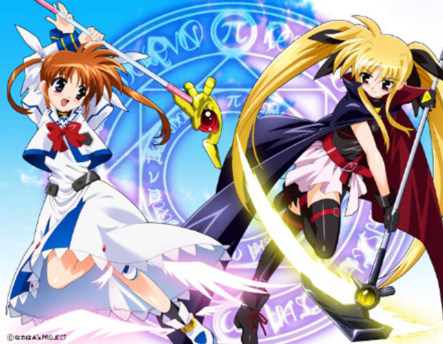 Anime girls swords magical purple free wallpaper for desktop - medium preview image