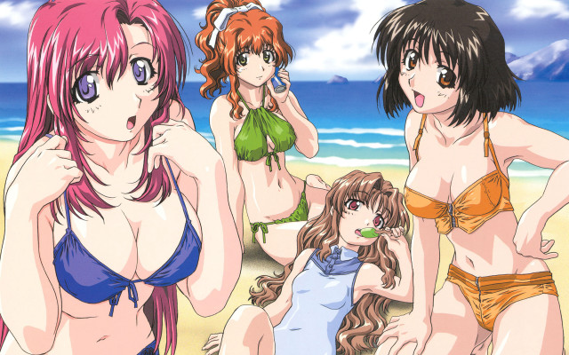 Beach girls bikinis anime sky #2 free wallpaper for desktop - medium preview image