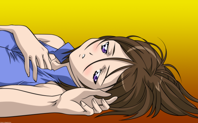 Woman blush blue shirt brown #2 free wallpaper for desktop - medium preview image