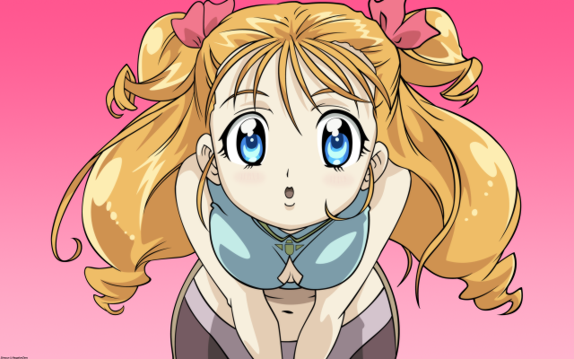 Cartoon girl blonde blue eyes free wallpaper for desktop - medium preview image