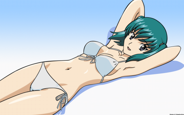 Cartoon woman green hair laying free wallpaper for desktop - medium preview image