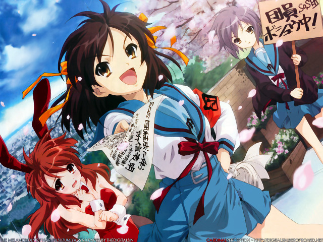 Anime girls sky flower uniform free wallpaper for desktop - medium preview image