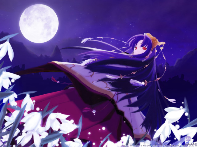 Moonlight gothic anime flowers castle free wallpaper for desktop - medium preview image