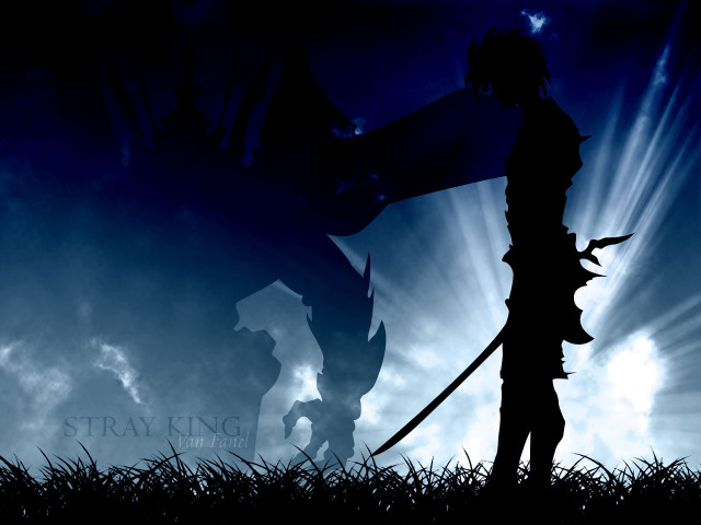 Silhouette swordman clouds sky night free wallpaper for desktop - medium preview image