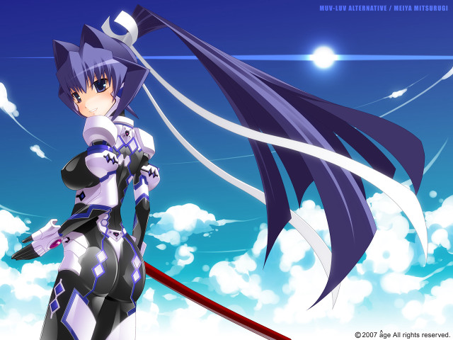 Anime sword girl clouds sky free wallpaper for desktop - medium preview image