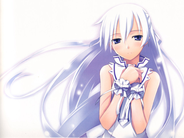 Anime girl white hair blue #7 free wallpaper for desktop - medium preview image