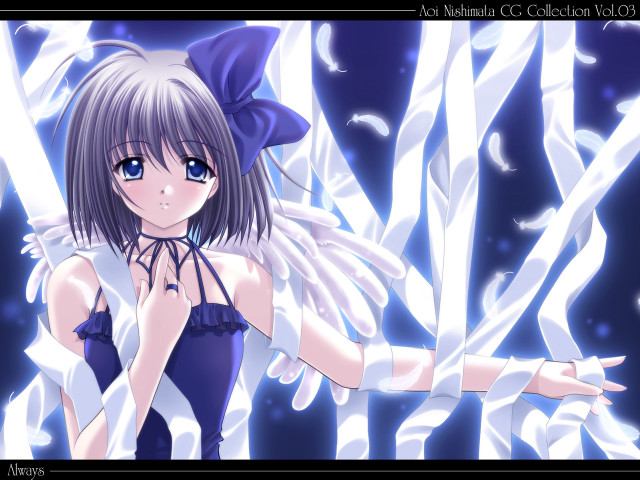 Angel girl blue dress white free wallpaper for desktop - medium preview image