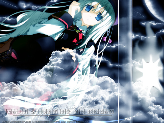 Anime girl cloud fullmoon blueeyes free wallpaper for desktop - medium preview image