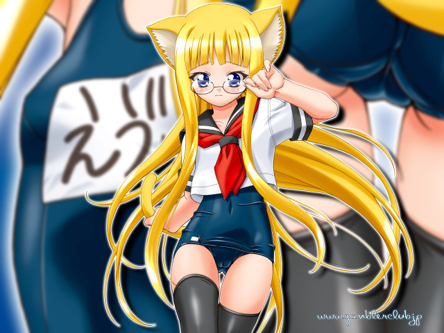 Anime girl blonde hair red #4 free wallpaper for desktop - medium preview image