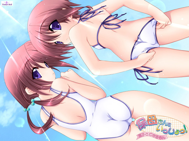 Anime girls bikini sisters outdoors free wallpaper for desktop - medium preview image