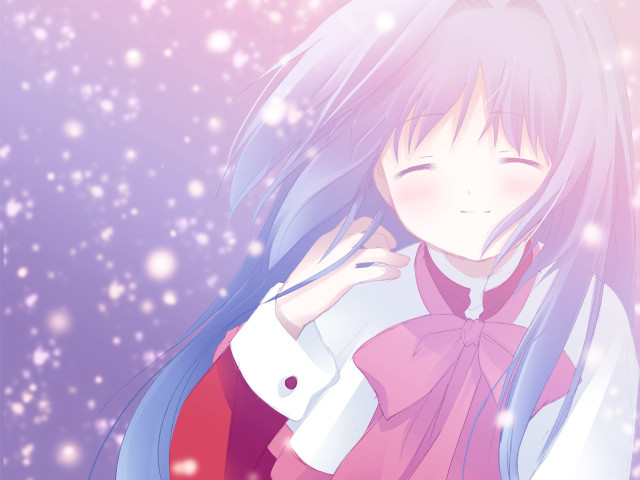 Girl pink shirt snow anime free wallpaper for desktop - medium preview image