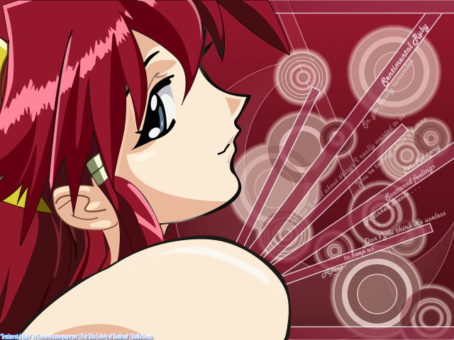 Red haired girl yellow top free wallpaper for desktop - medium preview image