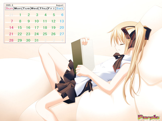 Woman sitting bed calendar anime free wallpaper for desktop - medium preview image