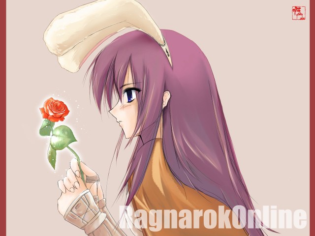 Purple hair rose flower anime free wallpaper for desktop - medium preview image