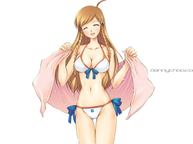 Cartoon woman bikini cape pink free wallpaper for desktop - medium preview image