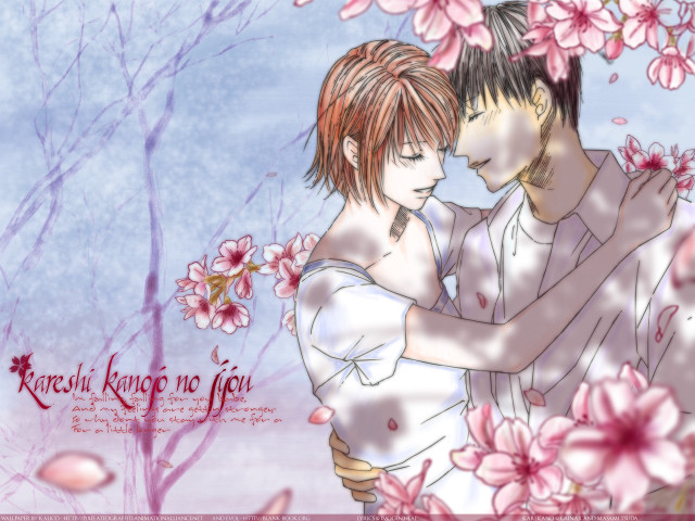 Kawaii hanami couple cherry blossoms free wallpaper for desktop - medium preview image
