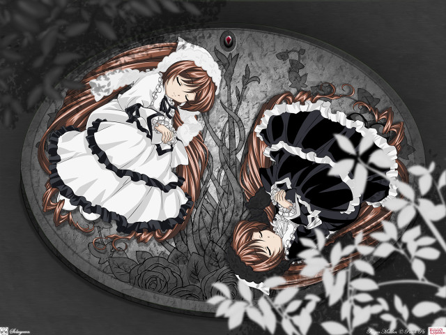 Anime sisters blurry flowers gothic free wallpaper for desktop - medium preview image