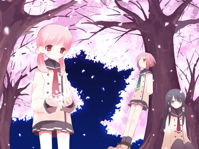 Anime girls sakura tree pink #2 free wallpaper for desktop - medium preview image