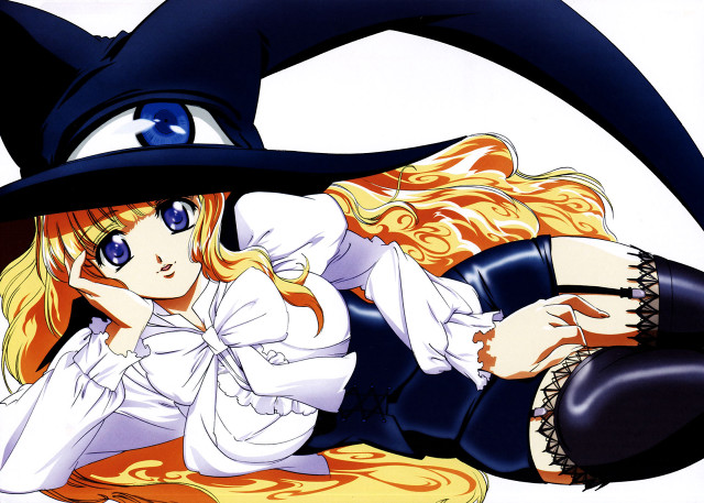 Witch hat woman laying manga free wallpaper for desktop - medium preview image