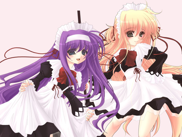 Purple haired anime maid detailed free wallpaper for desktop - medium preview image