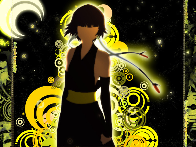 Woman black dress sword yellow free wallpaper for desktop - medium preview image