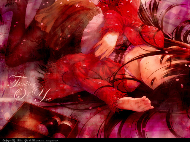 Woman red dress laying bed free wallpaper for desktop - medium preview image