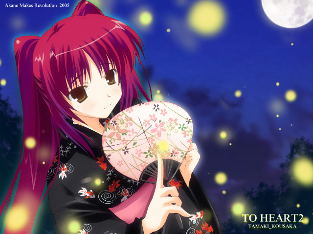 Pink hair girl fullmoon stars free wallpaper for desktop - medium preview image