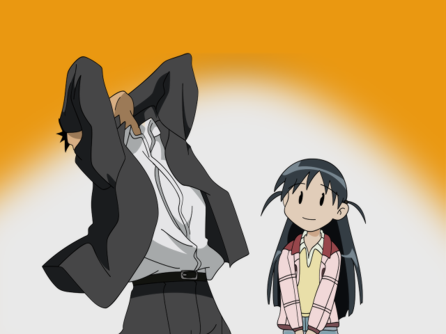 Man woman yellow background cartoon free wallpaper for desktop - medium preview image