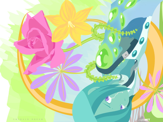 Aqua green flower cat elysium free wallpaper for desktop - medium preview image