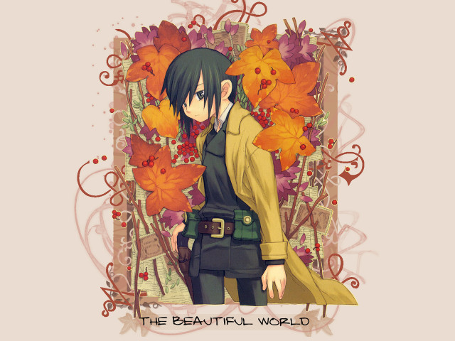 Yellow coat black hair floral free wallpaper for desktop - medium preview image