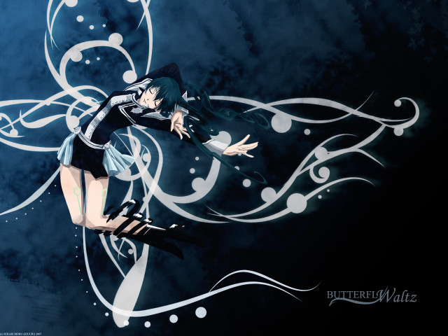 Flying woman black dress anime free wallpaper for desktop - medium preview image