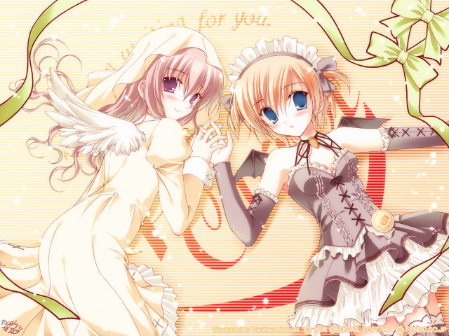 Anime girls white dresses angel free wallpaper for desktop - medium preview image