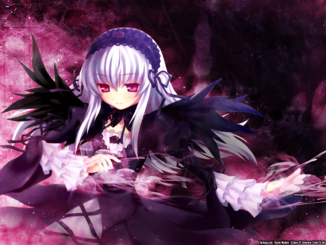 Anime whitehair blackwings sword pinksmoke free wallpaper for desktop - medium preview image