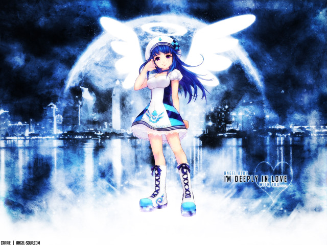 Girl blue dress boots angel free wallpaper for desktop - medium preview image