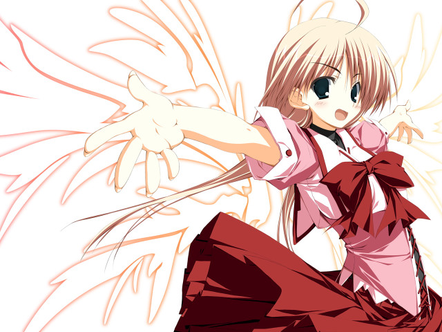 Angelic pink dress blonde wings free wallpaper for desktop - medium preview image